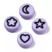 Assortment of 20 mixed round beads stars & hearts 7mm - Purple - Black