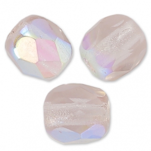 Fire Polished faceted round beads 4mm Light Amethyst AB x50