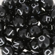 Assortment of 200 round alphabet letters beads 8mm - Black - White x1|raw }}