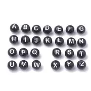 Assortment of 200 round alphabet letters beads 8mm - Black - White x1
