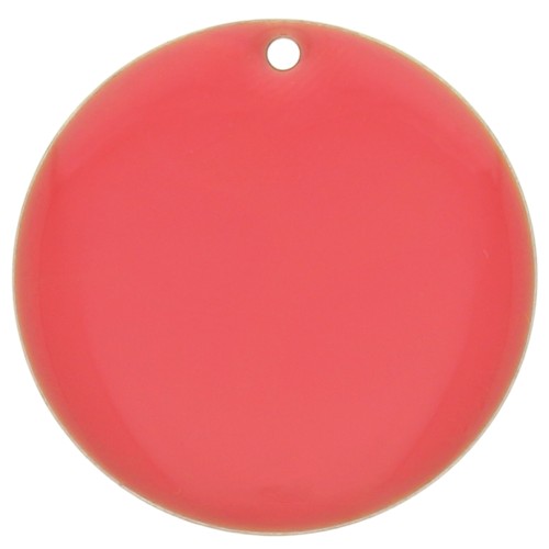 25mm Metal and epoxy resin round sequin - Rose Coral x1