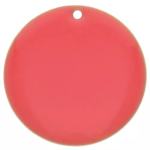25mm Metal and epoxy resin round sequin - Rose Coral x1