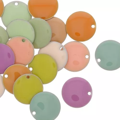 12mm Round epoxy resin sequins assortment - Multicolored pastel x20