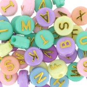 Assortment of 200 beads round alphabet letters in relief 10mm - Pastel Gold x1|raw }}
