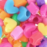 7x9.5mm Assortment of large hole heart beads - Multicoloured x50