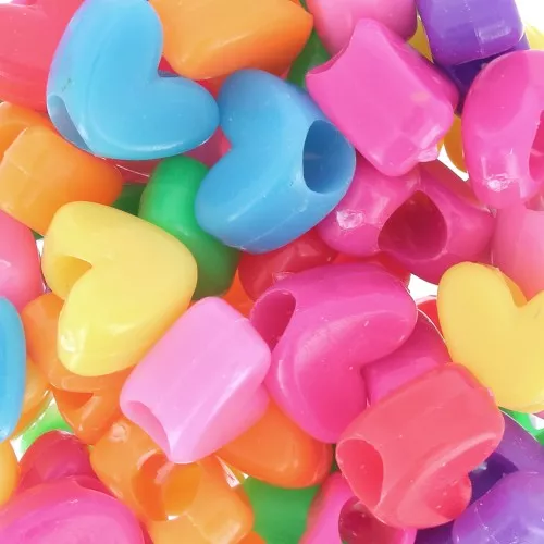 7x9.5mm Assortment of large hole heart beads - Multicoloured x50