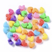7x9.5mm Assortment of large hole heart beads - Multicoloured x50