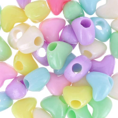 7x9.5mm Assortment of large hole heart beads - Multicoloured Pastel x50