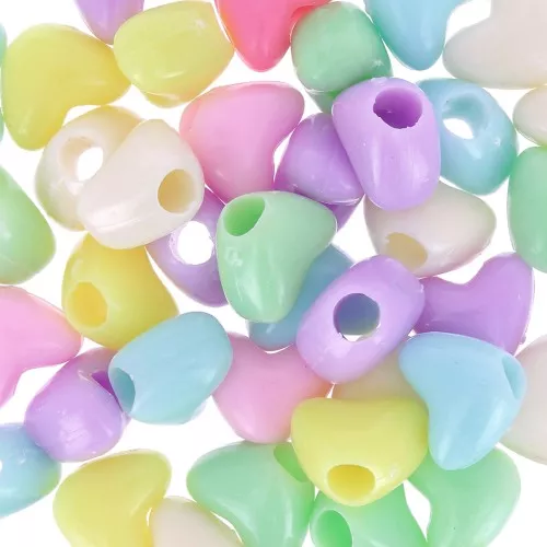 7x9.5mm Assortment of large hole heart beads - Multicoloured Pastel x50