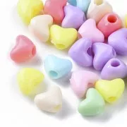 7x9.5mm Assortment of large hole heart beads - Multicoloured Pastel x50