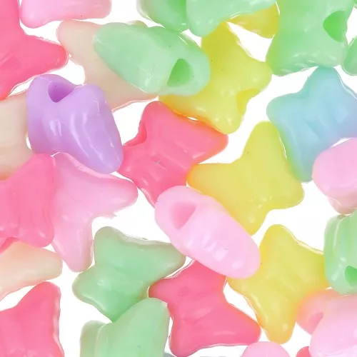 10x12mm Butterfly beads assortment large holes - Multicolored Pastel x50