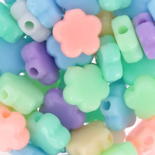 9.5mm Flower beads assortment - Multicolored Pastel x50
