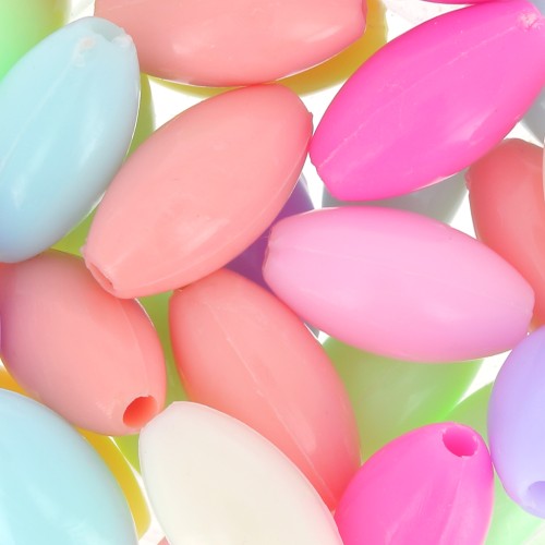 14x7.5mm Olive beads set - Multicolored Pastel x50