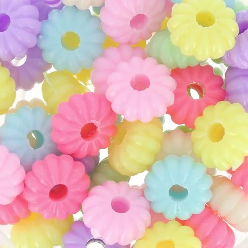 8x4mm Flower rondelle beads set - Multicolored Pastel x50