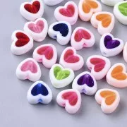 Assortment of 50 heart beads - 8 mm - White - Multicolored x1