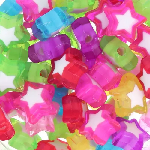 Assortment of 50 star beads - 9 mm - Multicolored - White x1