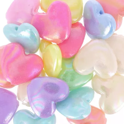14x15.5mm Pearly hearts assortment - Multicolored Pastel x20