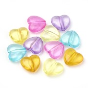 11x12mm Iridescent heart beads set - Multicoloured Transparent Pastel x20