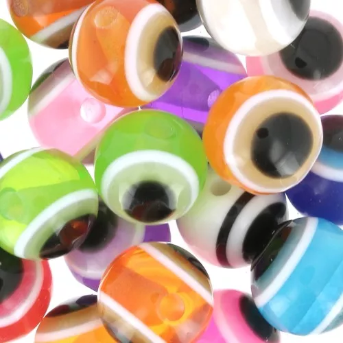 10mm Assortment of Round beads - lucky eye - Multicolored x20