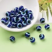 10mm Round beads - lucky eye - Blue x10