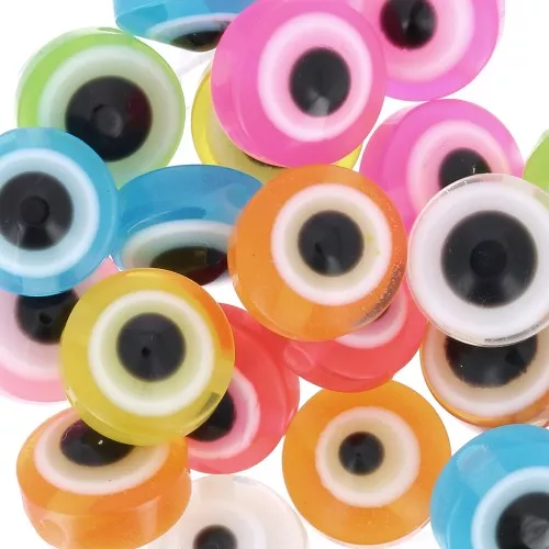 9.5x6mm Assortment of Flat round beads - lucky eye - Multicolored x20