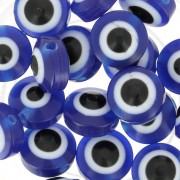9.5x6mm Flat round beads - lucky eye - Blue x10|raw }}