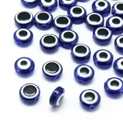 9.5x6mm Flat round beads - lucky eye - Blue x10