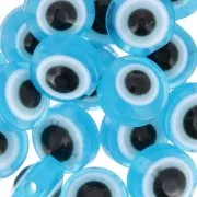 9.5x6mm Flat round beads - lucky eye - Sky Blue x10
