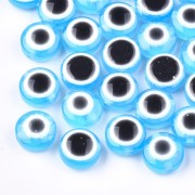 9.5x6mm Flat round beads - lucky eye - Sky Blue x10