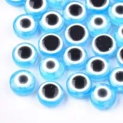 9.5x6mm Flat round beads - lucky eye - Sky Blue x10