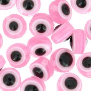 8x5.5mm Round flat beads - lucky eye - Pink x10|raw }}