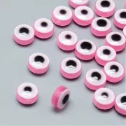 8x5.5mm Round flat beads - lucky eye - Pink x10