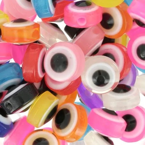 8x5.5mm Round flat beads assortment - lucky eye - Multicolored x50