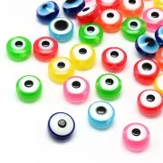 8x5.5mm Round flat beads assortment - lucky eye - Multicolored x50