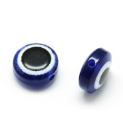 8x5.5mm Round flat beads - lucky eye - Blue x20