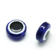 8x5.5mm Round flat beads - lucky eye - Blue x20
