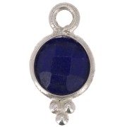 12x7mm 925 Sterling Silver Round faceted charm with balls - Lapis lazuli x1|raw }}