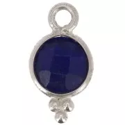 12x7mm 925 Sterling Silver Round faceted charm with balls - Lapis lazuli x1