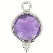 12x7mm 925 Sterling Silver Round faceted charm with balls - Amethyst x1|raw }}