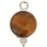 12x7mm 925 Sterling Silver Round faceted charm with balls - Tiger Eye x1|raw }}