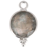 12x7mm 925 Sterling Silver Round faceted charm with balls - Labradorite x1|raw }}