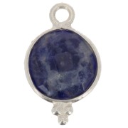 12x7mm 925 Sterling Silver Round faceted charm with balls - Sodalite x1