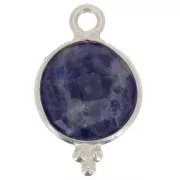 12x7mm 925 Sterling Silver Round faceted charm with balls - Sodalite x1