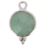 12x7mm 925 Sterling Silver Round faceted charm with balls - Amazonite x1