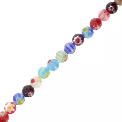 6mm Round glass beads Millefiori - Multicolored x36cm