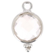 12x7mm 925 Sterling Silver Round faceted charm with balls - Rock Crystal x1|raw }}