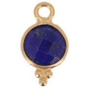 2x7mm 925 sterling silver Faceted Charm with Balls - Gold Plated - Lapis lazuli x1