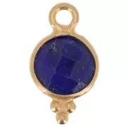 2x7mm 925 sterling silver Faceted Charm with Balls - Gold Plated - Lapis lazuli x1