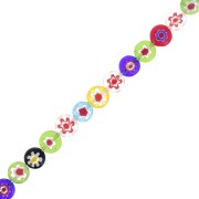 10mm Millefiori Flat round glass beads - Multicolored x20|raw }}