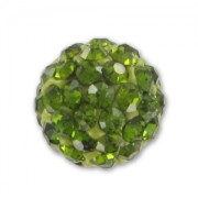 Plasticine half-drilled round bead rhinestones 8mm Olivine x1|raw }}